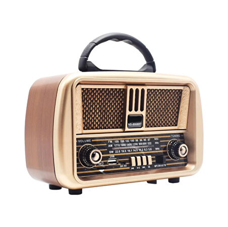 NNS Ns-8068 Nostaljik Radyo Usb / Tf Kart / Fm Retro Taşınabilir Bluetooth Hoparlör