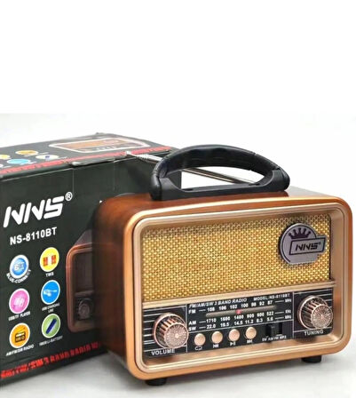 NNS Ns-8110 Nostaljik Radyo Usb / Tf Kart / Fm Retro Taşınabilir Bluetooth Hoparlör