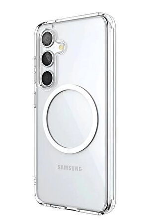 Samsung S25 için Kılıf Kamera Korumalı Magsafe Wireless Şarj Özellikli Şeffaf Kılıf