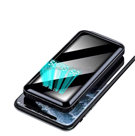H01 Dijital Göstergeli Dahili Çoklu Kablolu 10000 mAh Powerbank SİYAH