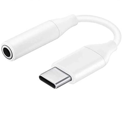 Type-C To Aux 3.5mm Kulaklık Çevirici Dönüştürücü Adaptör Usb-C Adaptör 1.Kalite Beyaz