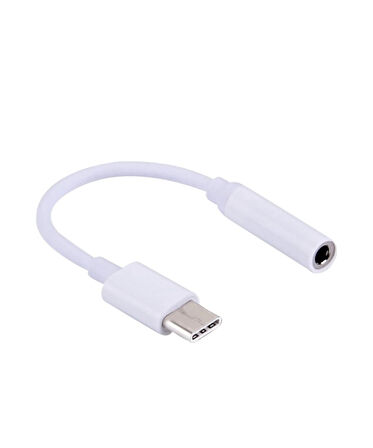 Type-C To Aux 3.5mm Kulaklık Çevirici Dönüştürücü Adaptör Usb-C Adaptör 1.Kalite Beyaz
