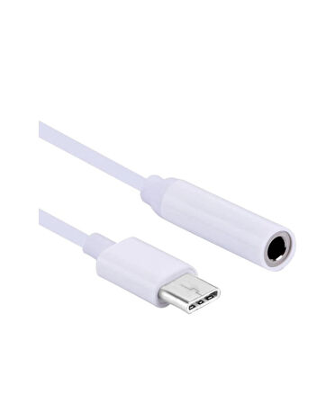 Type-C To Aux 3.5mm Kulaklık Çevirici Dönüştürücü Adaptör Usb-C Adaptör 1.Kalite Beyaz