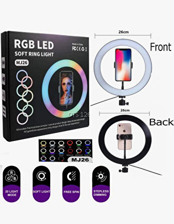 Blue Spectrum MJ26 Rgb Ring Light 26CM LED Video Işığı (Ayak Dahil)