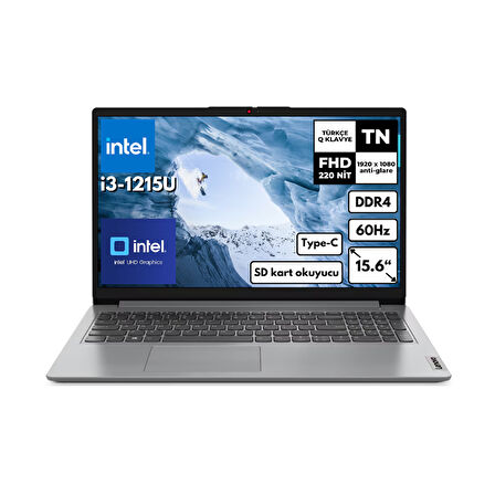Lenovo IdeaPad i3 1215U 8 GB 512 GB SSD 15.6" FHD Freedos Dizüstü Bilgisayar 82QD00GMTX BT5