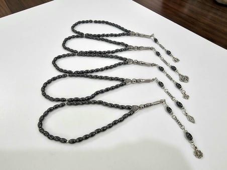 Orijinal Hematit Doğal Taş Tesbih (6x9 mm) Arpa Kesim