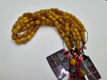 Han Faturan Hasan Ayhan İmzalı Sertifikalı 1. Sınıf Alman Faturan Sıkma Kehribar Tesbih 12,3x10,8 mm Kapsül Kesim