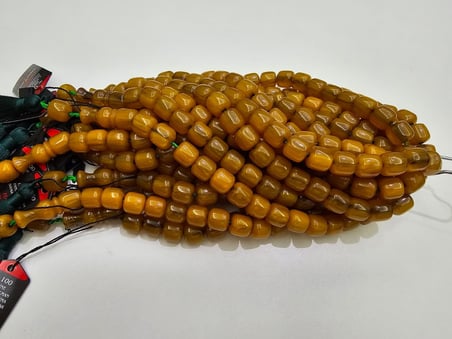 Han Faturan Hasan Ayhan İmzalı Sertifikalı 1. Sınıf Alman Faturan Sıkma Kehribar Tesbih 12,5x12,5 mm Teker Kesim