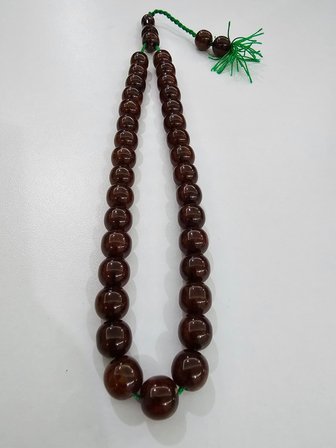 Mehmet Başkut Usta İmzalı Faturan Sıkma Kehribar Tesbih (11×13,7 mm)