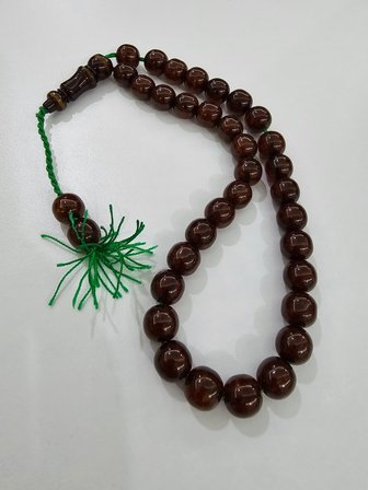Mehmet Başkut Usta İmzalı Faturan Sıkma Kehribar Tesbih (11×13,7 mm)