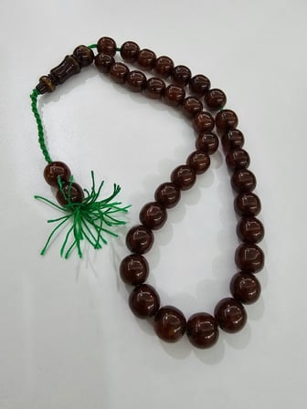 Mehmet Başkut Usta İmzalı Faturan Sıkma Kehribar Tesbih (11×11 mm)