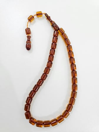 Muhammed Azazi Usta İşçilikli Sıkma Kehribar Tesbih Kesme Kesim (9 x 10 mm)
