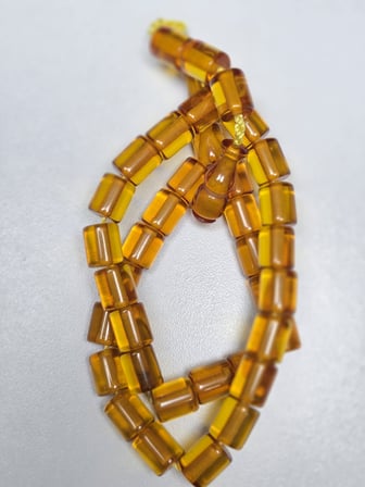 Muhammed Azazi Usta İşçilikli Sıkma Kehribar Tesbih  Kesme Kesim (9 x 10 mm)