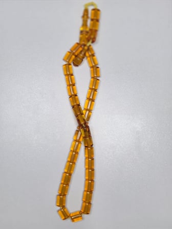 Muhammed Azazi Usta İşçilikli Sıkma Kehribar Tesbih  Kesme Kesim (9 x 10 mm)