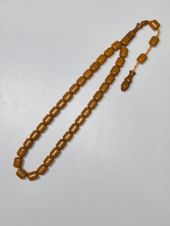 Muhammed Azazi Usta İşçilikli Sıkma Kehribar Tesbih Teker Kesim (9 x 10 mm)