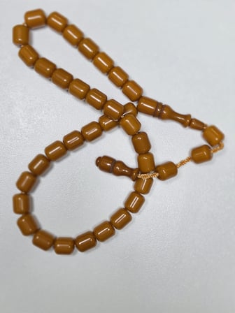 Muhammed Azazi Usta İşçilikli Sıkma Kehribar Tesbih Teker Kesim (9 x 10 mm)