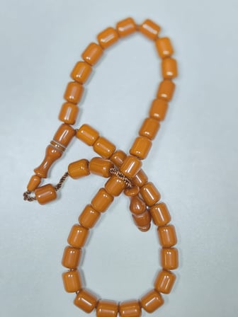 Muhammed Azazi Usta İşçilikli Sıkma Kehribar Tesbih Teker Kesim (9 x 10 mm)