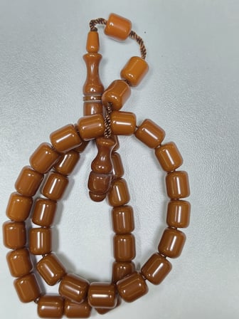 Muhammed Azazi Usta İşçilikli Sıkma Kehribar Tesbih Teker Kesim (9 x 10 mm)