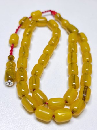 Zeyzun Usta İmzalı Sıkma Kehribar Tespih 8,5 x 12 mm Kapsül Kesim