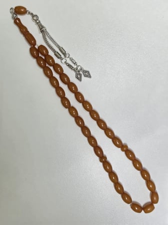 Mışmışi Renk Sıkma Kehribar Tesbih Püsküllü Fıçı Kesim (7 x 10 mm)