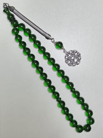 Kazazlı Yeşil Renk Ateş Kehribar Tesbih Küre Kesim (11 x 11 mm) 