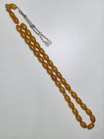 Mışmışi Renk Sıkma Kehribar Tesbih Püsküllü Fıçı Kesim (9 x 13 mm)