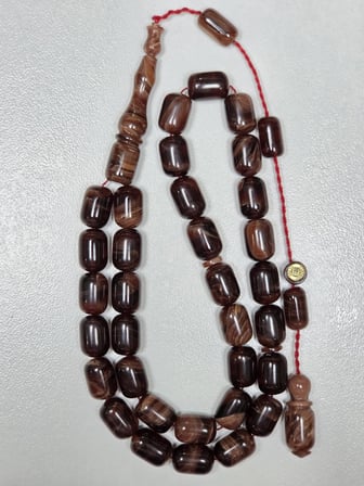 Erkan Çubukçu Usta İmzalı Multi Renk Sıkma Kehribar Tesbih Kapsül Kesim (7 x 10 mm)