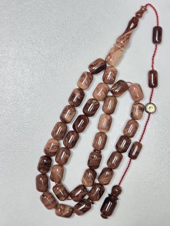 Erkan Çubukçu Usta İmzalı Multi Renk Sıkma Kehribar Tesbih Kapsül Kesim (7 x 10 mm)