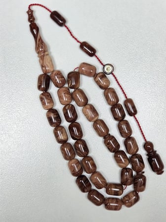 Erkan Çubukçu Usta İmzalı Multi Renk Sıkma Kehribar Tesbih Kapsül Kesim (7 x 10 mm)