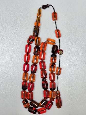 Erkan Çubukçu Usta İmzalı Multi Renk Sıkma Kehribar Tesbih Kapsül Kesim (7 x 10 mm)
