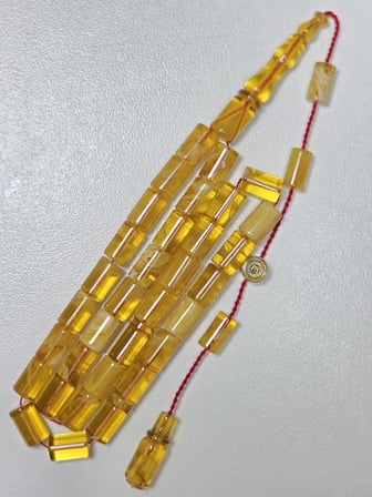 Erkan Çubukçu Usta İmzalı Multi Renk Sıkma Kehribar Tesbih Kesme Kesim (7 x 10 mm)