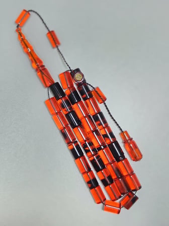Erkan Çubukçu Usta İmzalı Multi Renk Sıkma Kehribar Tesbih Kesme Kesim (7 x 10 mm)
