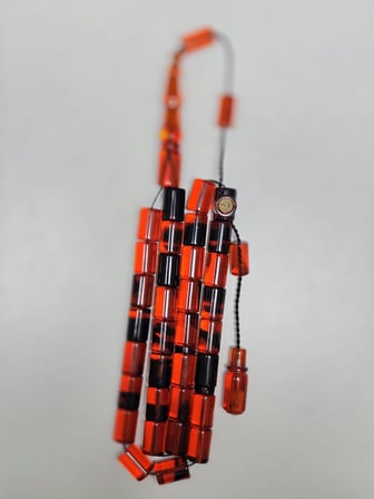 Erkan Çubukçu Usta İmzalı Multi Renk Sıkma Kehribar Tesbih Kesme Kesim (7 x 10 mm)