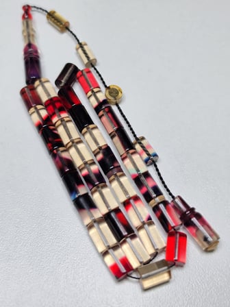 Erkan Çubukçu Usta İmzalı Multi Renk Sıkma Kehribar Tesbih Kesme Kesim (7 x 10 mm)