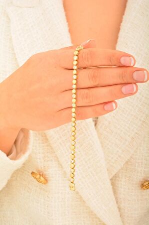 Cebeci 14 Ayar Taşlı İnce Altın Bileklik