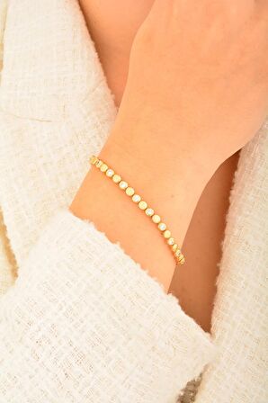 Cebeci 14 Ayar Taşlı İnce Altın Bileklik