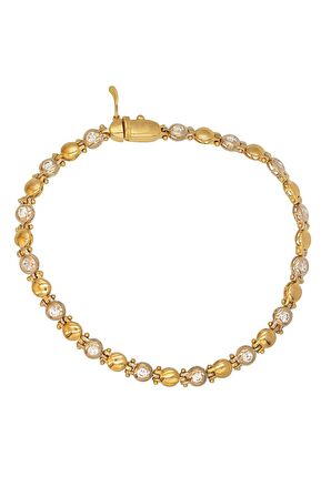 Cebeci 14 Ayar Taşlı İnce Altın Bileklik