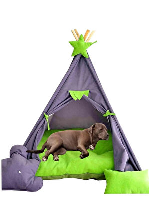 Büyük Irk Köpek Evi Çadırı Yıkanabilir Yırtılmaz Kumaş Soft Minderli Yastık