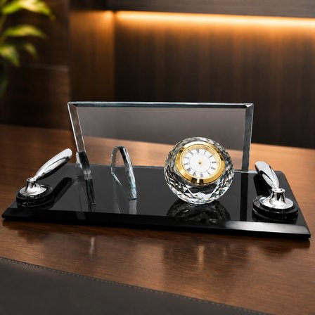 Kişiye Özel Lüks Kristal Cam Masaüstü Set/İsimlik