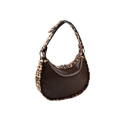 Silver Polo  Kadın Omuz Çantası 1263-48568 SILVER POLO BAYAN ÇANTASI M105 KAHVE-MAT LEOPAR TABA