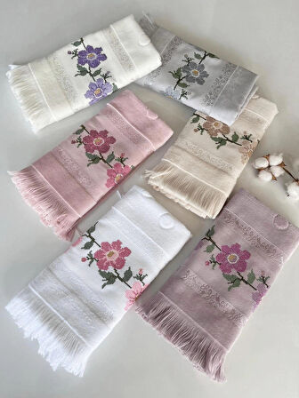 MYSOFT 50X90 RENKLİ NAKIŞLI HAVLU - ÇİÇEK