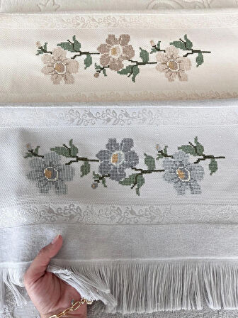 MYSOFT 50X90 RENKLİ NAKIŞLI HAVLU - ÇİÇEK