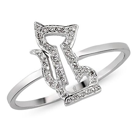 18 Ayar Altın Pırlanta Kedi Yüzük 48575