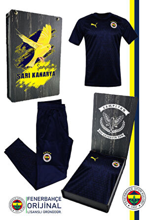 Fenerbahçe Orijinal A Takım Futbolcu Lacivert Antrenman Çocuk T-Shirt + Eşofman Alt Set Kutulu