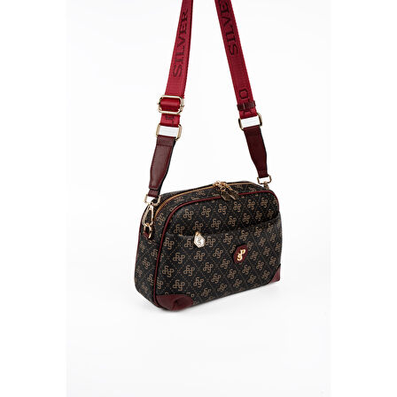 Silver Polo  Kadın Çapraz Çanta 1094-48615 SILVER POLO ÇAPRAZ BAYAN ÇANTASI M178 KAHVE SARI-MAT BORDO