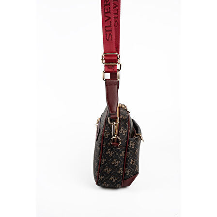 Silver Polo  Kadın Çapraz Çanta 1094-48615 SILVER POLO ÇAPRAZ BAYAN ÇANTASI M178 KAHVE SARI-MAT BORDO