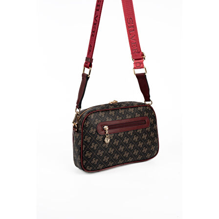 Silver Polo  Kadın Çapraz Çanta 1094-48615 SILVER POLO ÇAPRAZ BAYAN ÇANTASI M178 KAHVE SARI-MAT BORDO