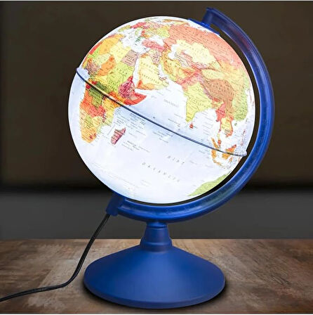 Küre Işıklı Siyasi Dünya Haritası Renkli - 26 Cm 