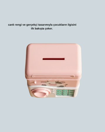 Pembe ATM Kasa Görünümlü Elektronik Şifreli Çocuk Kumbarası - Lisinya