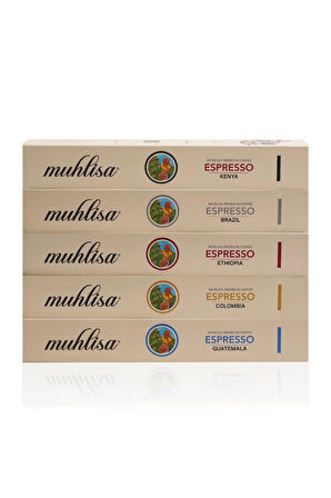 Muhlisa Espresso 5 Çeşit Kapsül Kahve Seti (50 KAPSÜL)